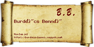 Burdács Bennó névjegykártya